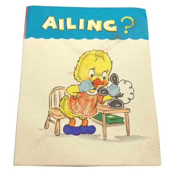 Vintage Get Well Soon Greeting Card Baby Duck Art Guild of Williamsburg Used - Picture 1 of 5